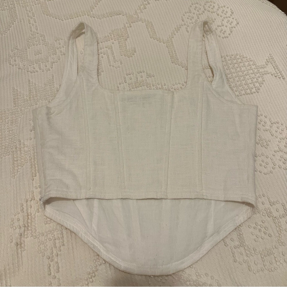 Anthropologie Aureta White Bustier Top - Picture 8 of 9